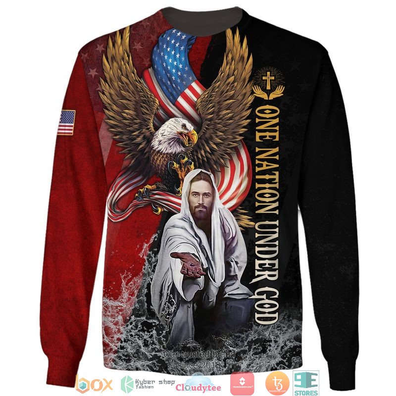 Jesus One Nation Under God Eagle American flag 3d shirt hoodie 1 2 3 4