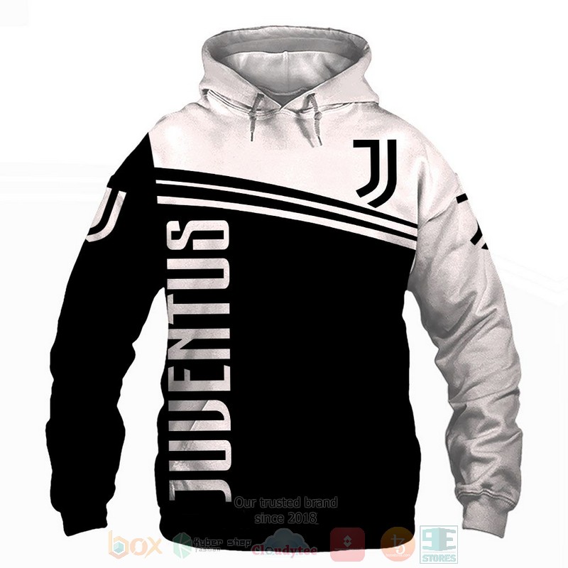 Juventus black white 3D shirt hoodie