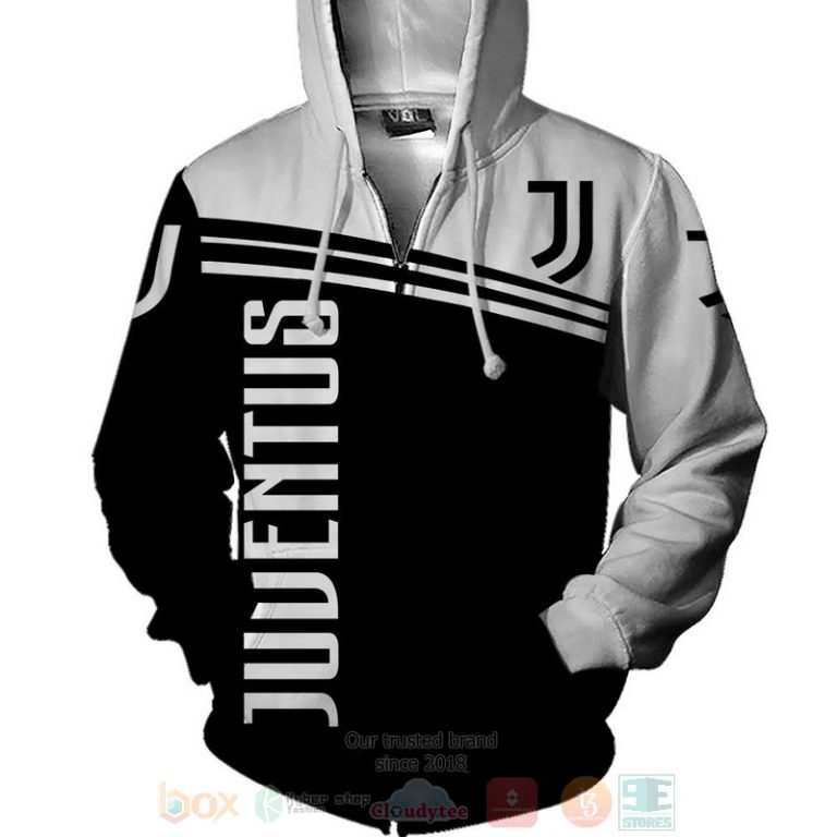 Juventus black white 3D shirt hoodie 1 2