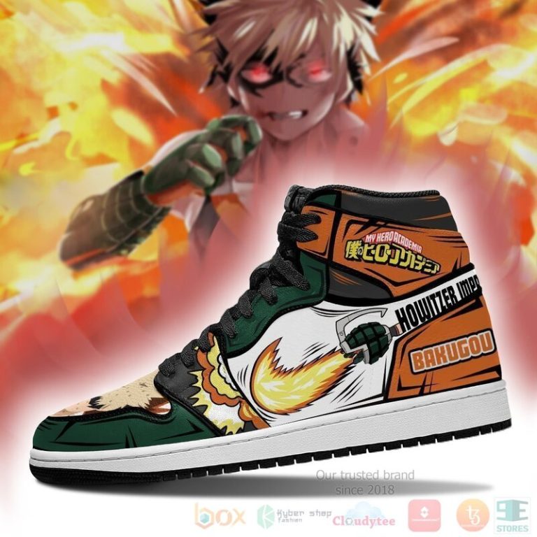 Katsuki Bakugo Sneakers Custom Anime My Hero Academia Air Jordan High Top Shoes 1 2