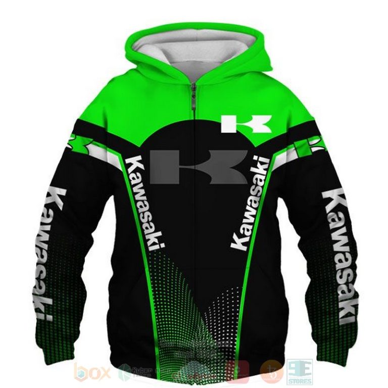 Kawasaki green black 3D shirt hoodie 1 2