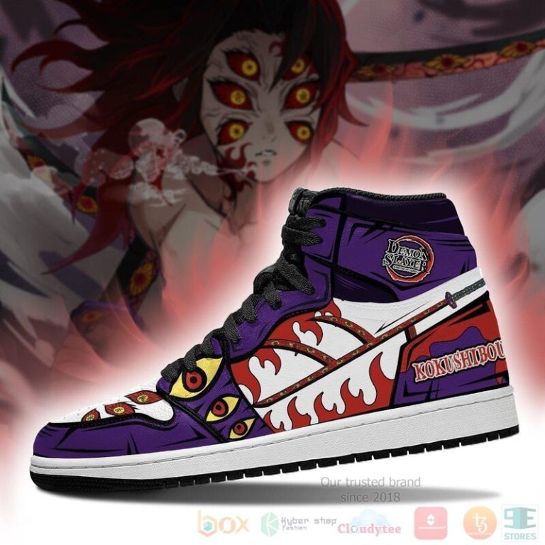 Kokushibou Sneakers Custom Anime Demon Slayer Air Jordan High Top Shoes 1 2