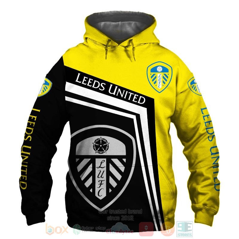 Leeds United black yellow 3D shirt hoodie