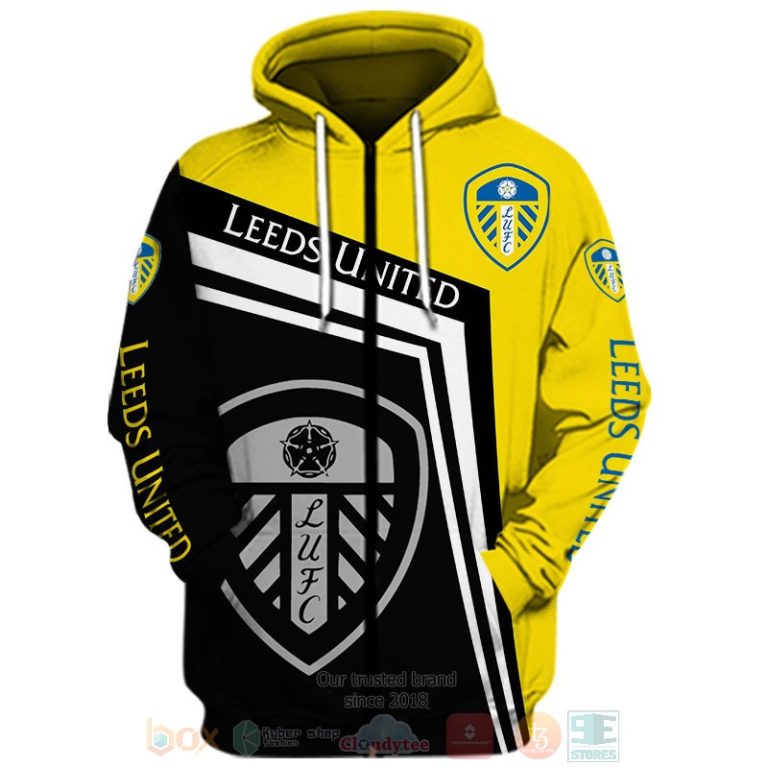 Leeds United black yellow 3D shirt hoodie 1 2