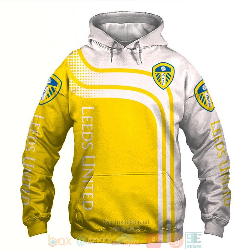 Leeds United yellow white 3D shirt hoodie