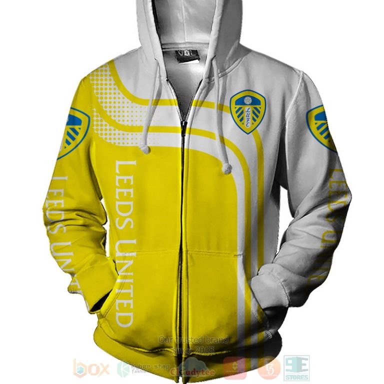 Leeds United yellow white 3D shirt hoodie 1 2