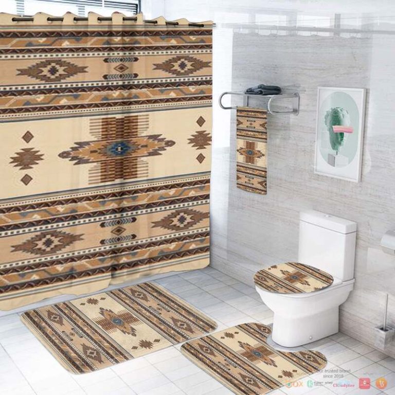 Light Brown Pattern Native American Bathroom Set