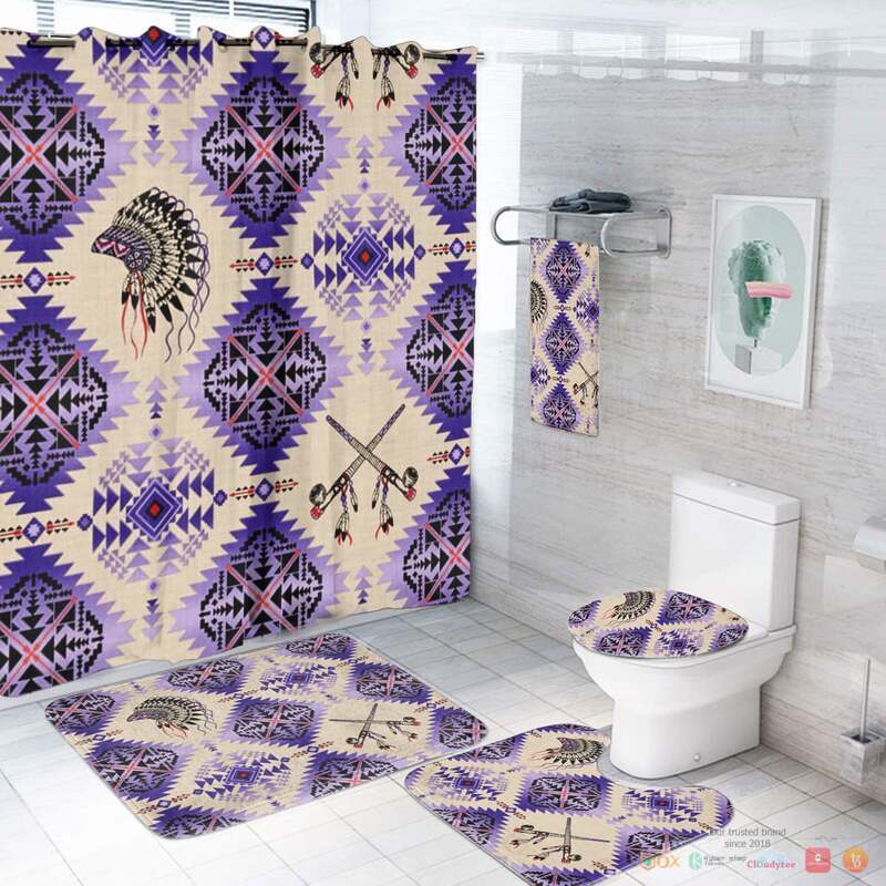 Light Purple Pattern Native American Bathroom Set