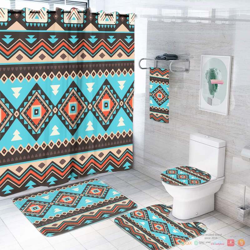Line Shapes Ethnic Pattern Native American Bathroom Set