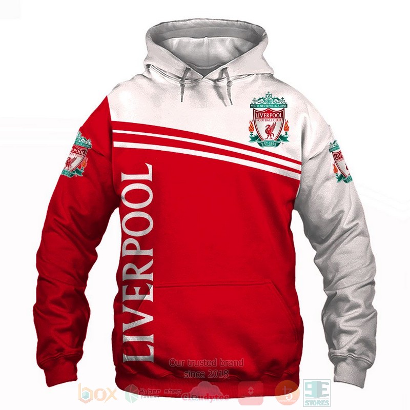 Liverpool FC red white 3D shirt hoodie