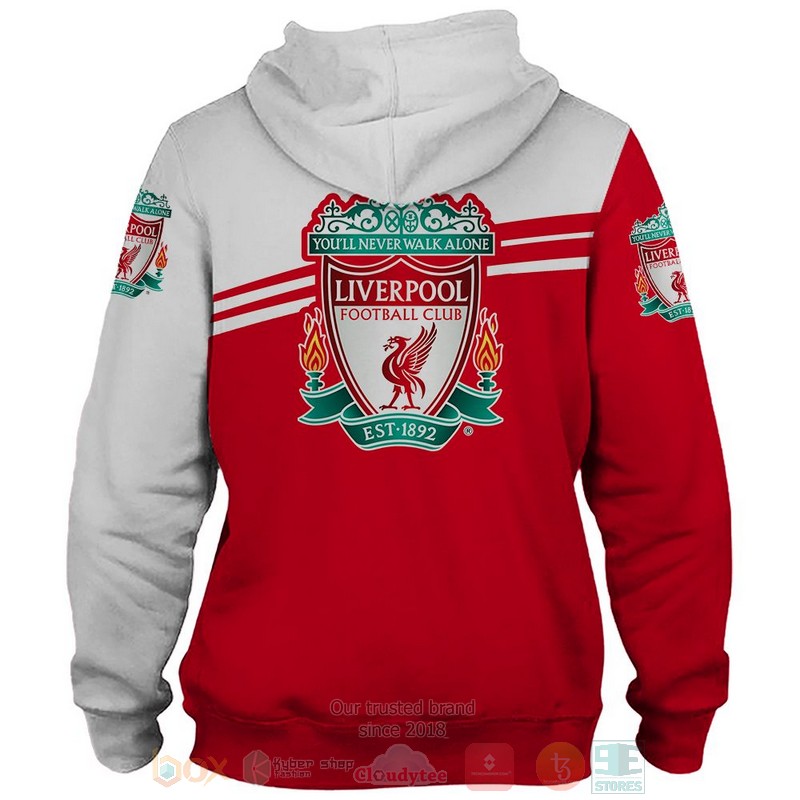 Liverpool FC red white 3D shirt hoodie 1
