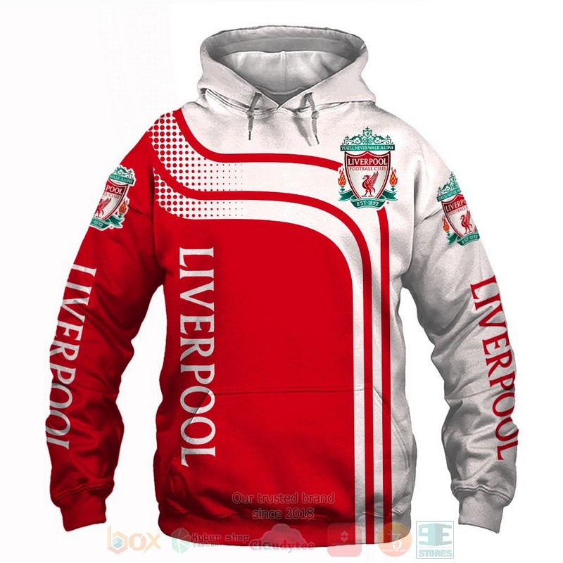 Liverpool FC white red 3D shirt hoodie