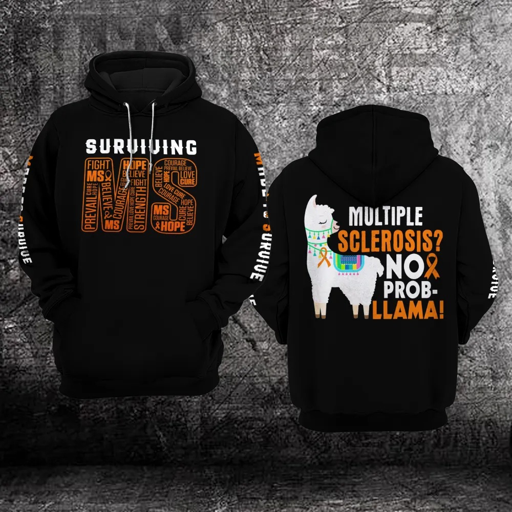 Llama SurViVing MS Multiple Sclerosis Awareness 3D hoodie
