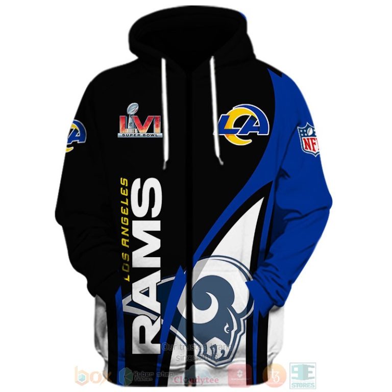 Los Angeles Rams black blue 3D shirt hoodie 1 2