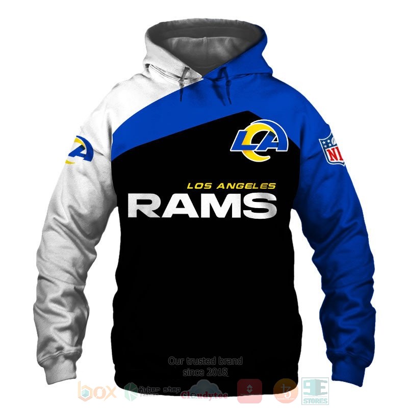 Los Angeles Rams black blue white 3D shirt hoodie