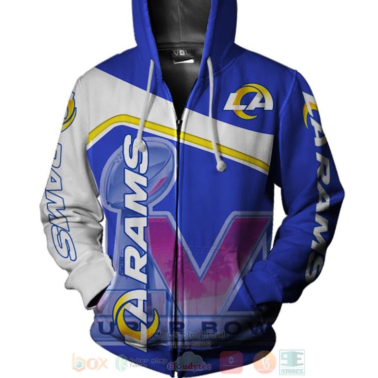 Los Angeles Rams white blue 3D shirt hoodie 1 2