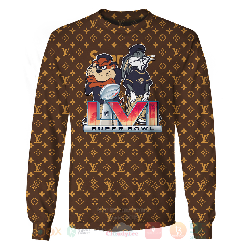 Louis Vuitton Bug Bunnys and Taz Super Bowl Los Angeles Rams vs Cincinnati Bears 3D Hoodie Shirt 1 2 3
