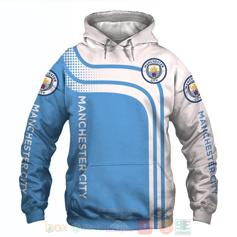 Manchester City blue white 3D shirt hoodie