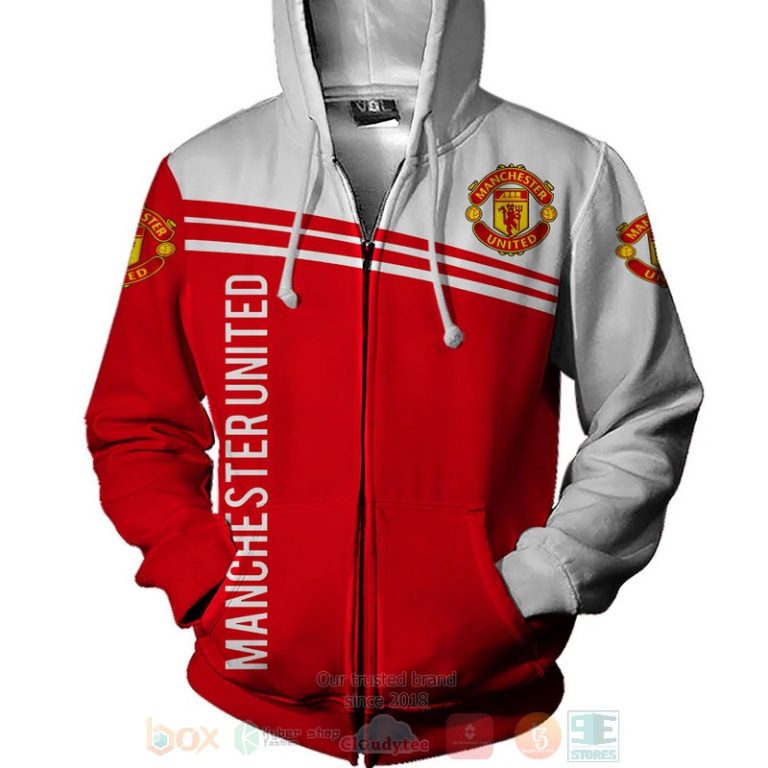 Manchester United FC red white 3D shirt hoodie 1 2