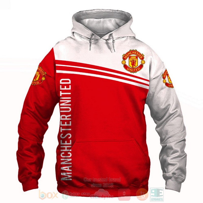 Manchester United FC red white 3D shirt hoodie 1 2 3 4 5 6 7 8 9 10 11 12