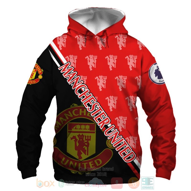 Manchester United logo black red 3D shirt hoodie