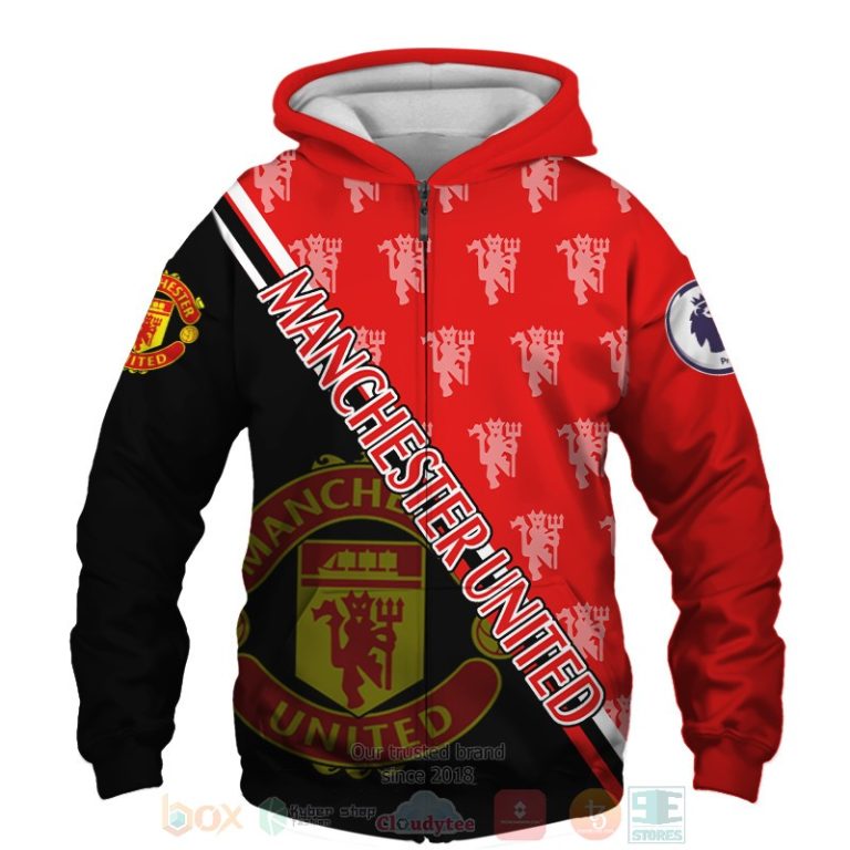 Manchester United logo black red 3D shirt hoodie 1 2