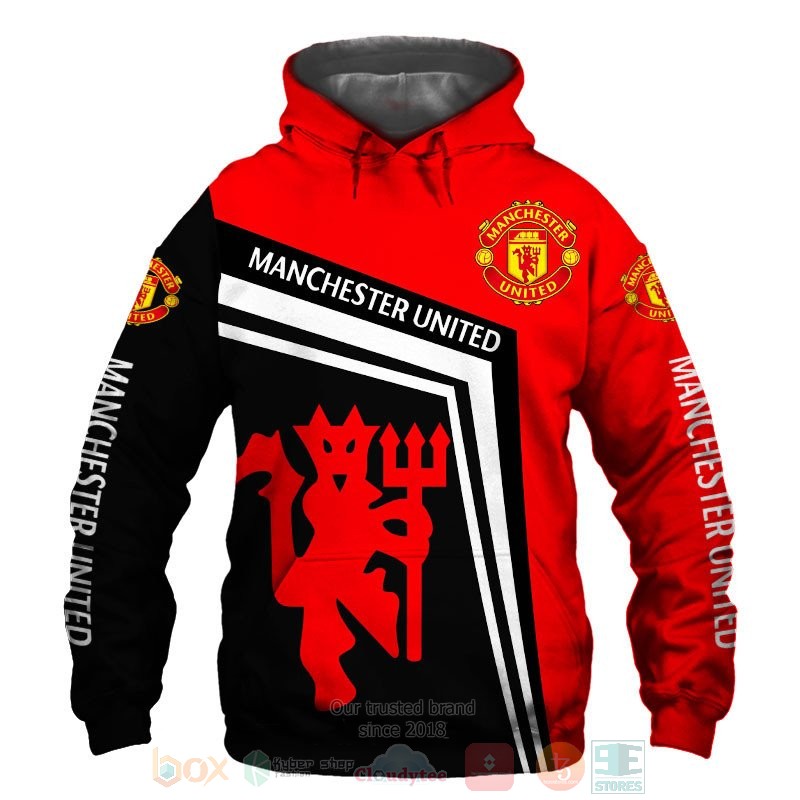 Manchester United red black 3D shirt hoodie