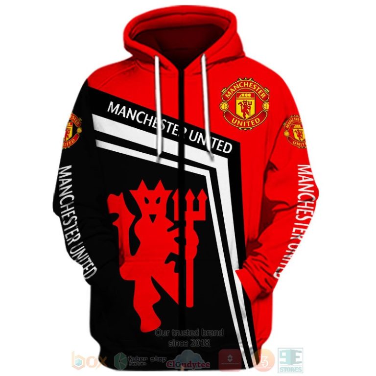 Manchester United red black 3D shirt hoodie 1 2