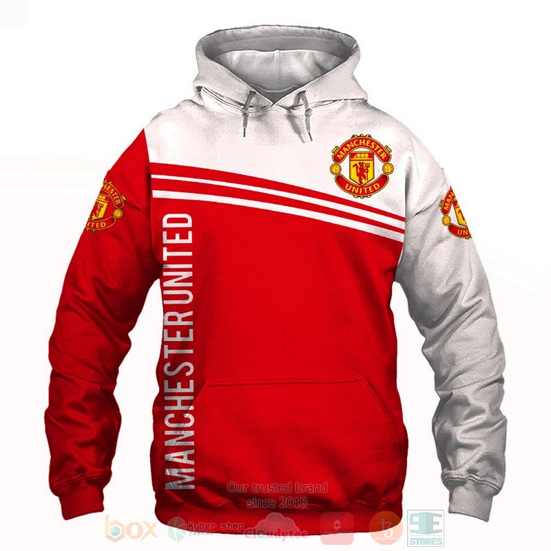 Manchester United red white 3D shirt hoodie