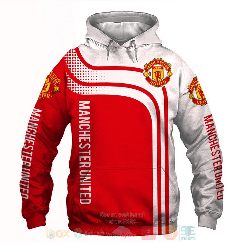 Manchester United white red 3D shirt hoodie