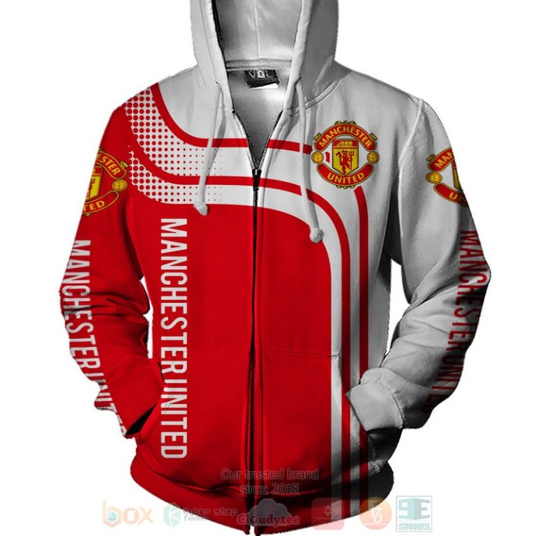 Manchester United white red 3D shirt hoodie 1 2