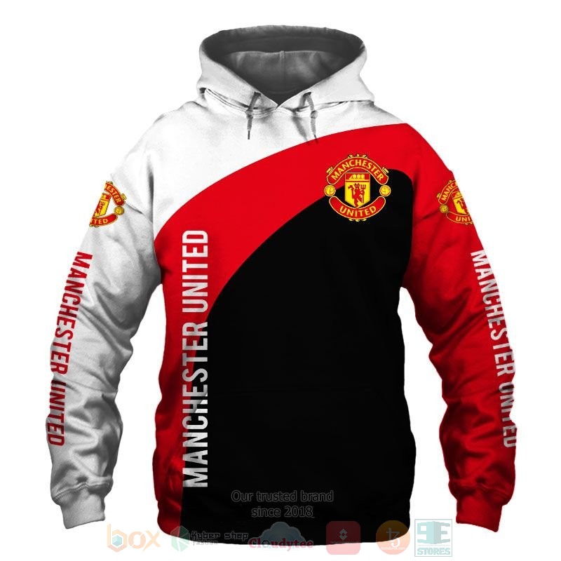 Manchester United white red black 3D shirt hoodie