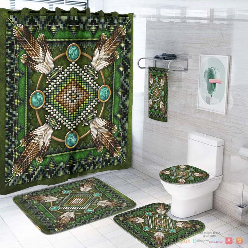 Mandala Green Native American Bathroom Set