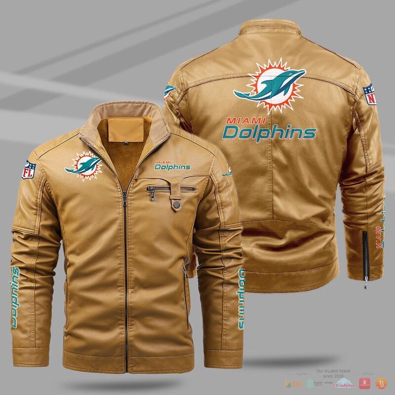 Miami Dolphins NFL Trend Fleece Leather Jacket 1