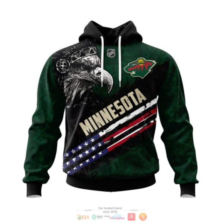 Minnesota Wild NHL Eagle American flag 3D shirt hoodie