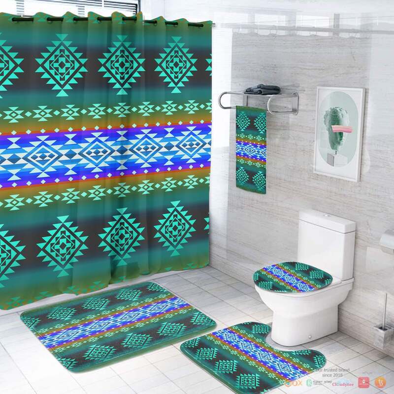 Mix Blue Pattern Blue Native Native American Bathroom set