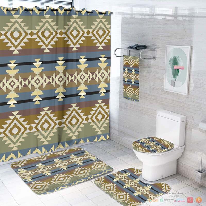 Moss Green Pattern Native American Bathroom Set