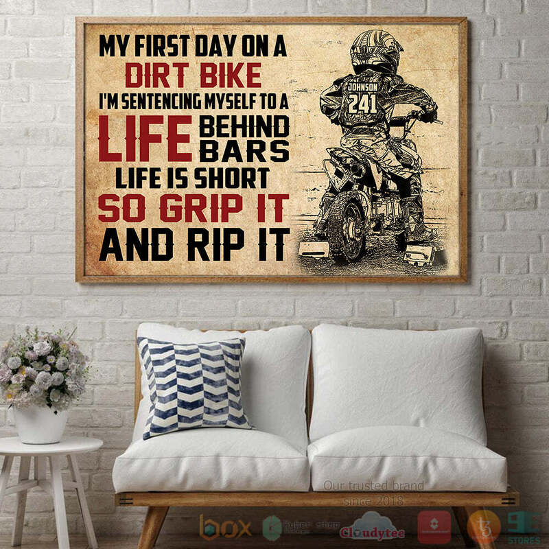 Motocross My First Day On A Dirt Bike Personalized Canvas
