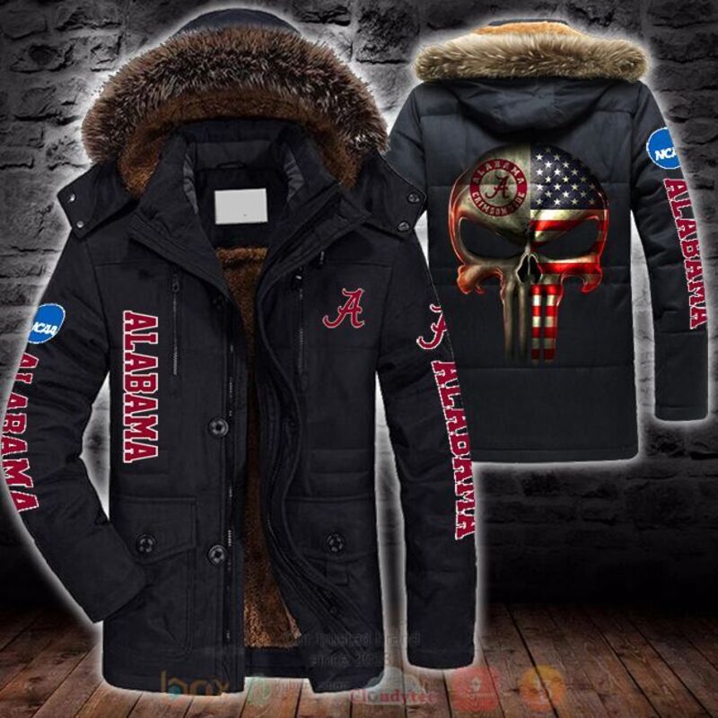 NCAA Alabama Crimson Tide American Punisher Skull Parka Jacket