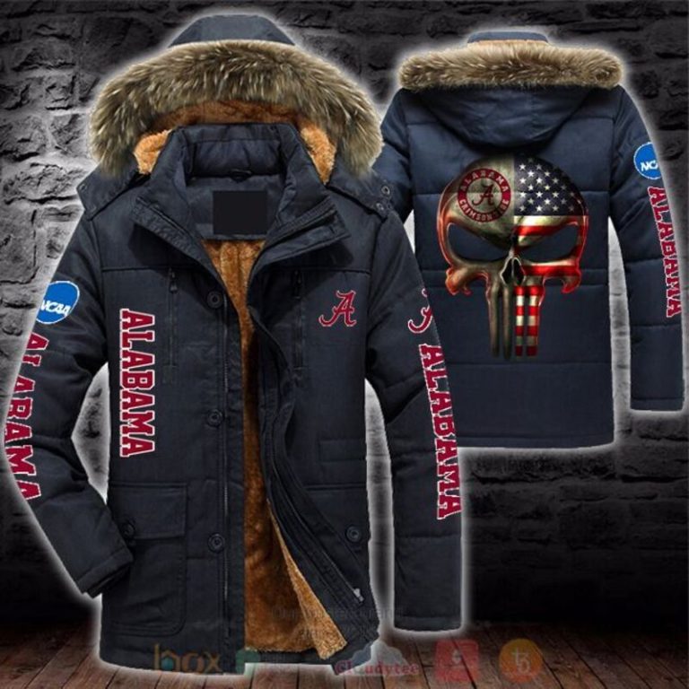 NCAA Alabama Crimson Tide American Punisher Skull Parka Jacket 1