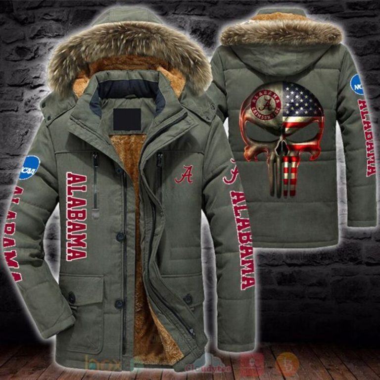 NCAA Alabama Crimson Tide American Punisher Skull Parka Jacket 1 2