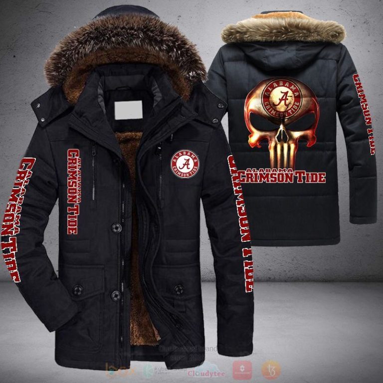 NCAA Alabama Crimson Tide Punisher Red Skull Parka Jacket