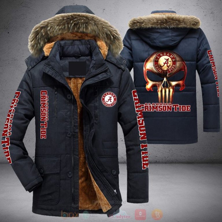 NCAA Alabama Crimson Tide Punisher Red Skull Parka Jacket 1