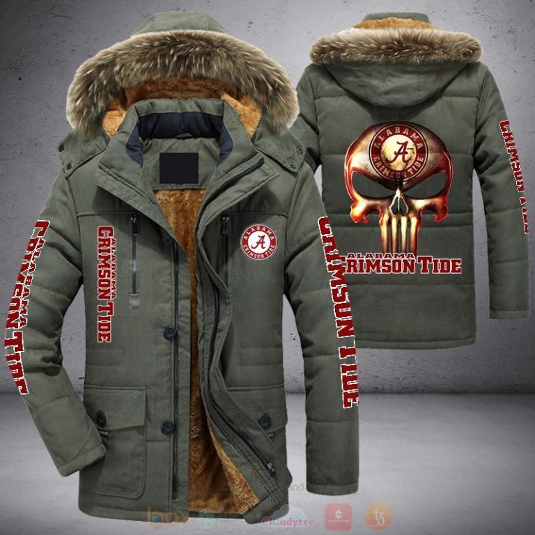 NCAA Alabama Crimson Tide Punisher Red Skull Parka Jacket 1 2