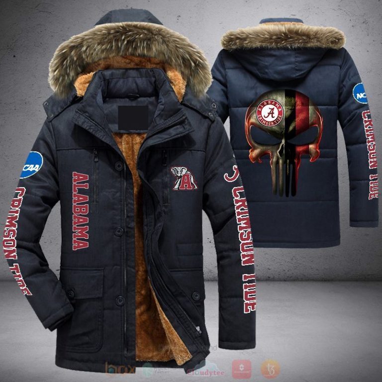 NCAA Alabama Crimson Tide Punisher Skull Parka Jacket 1