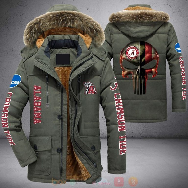 NCAA Alabama Crimson Tide Punisher Skull Parka Jacket 1 2