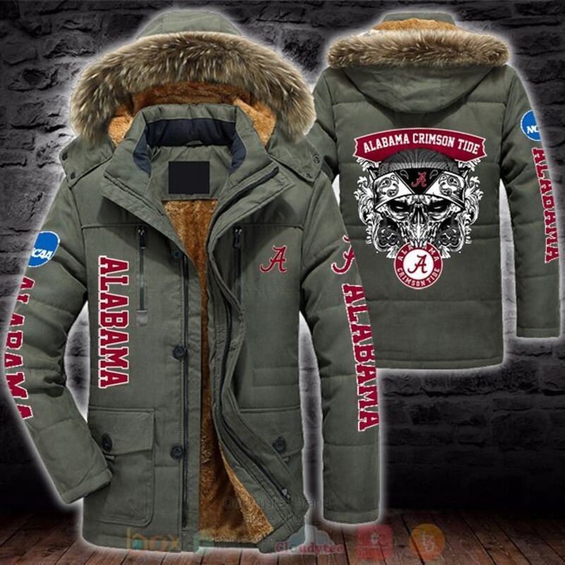 NCAA Alabama Crimson Tide Skull Parka Jacket 1 2
