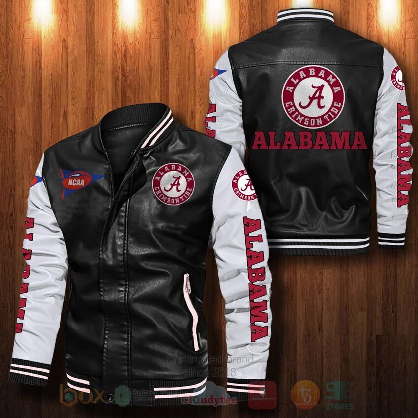 NCAA Alabama Crimson Tide football Leather Bomber Jacket