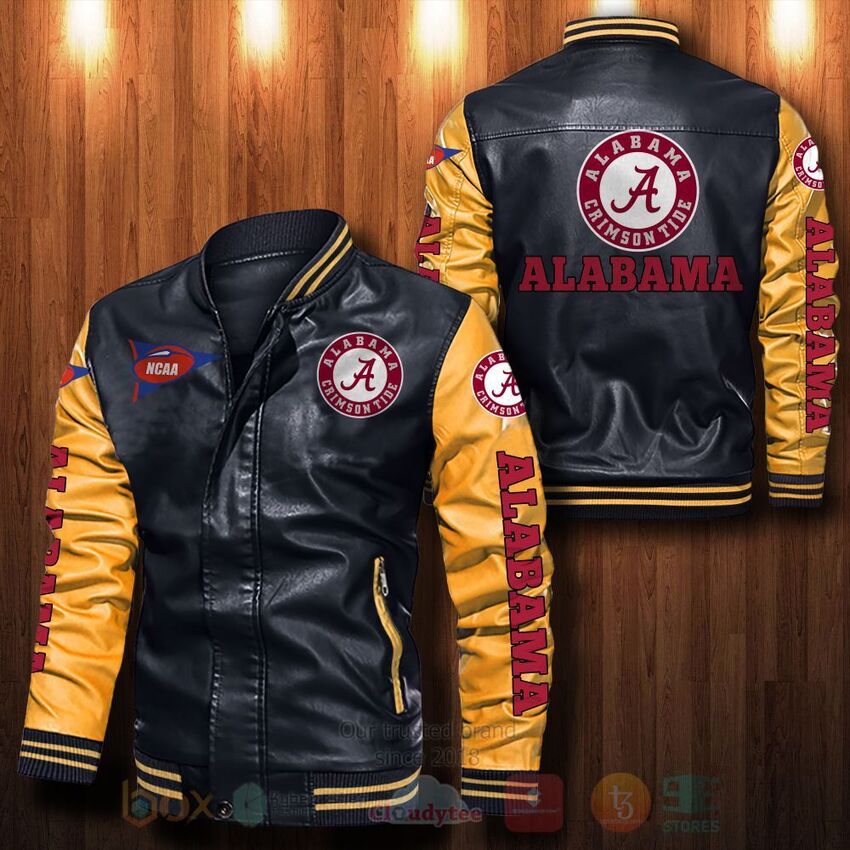 NCAA Alabama Crimson Tide football Leather Bomber Jacket 1 2 3 4 5