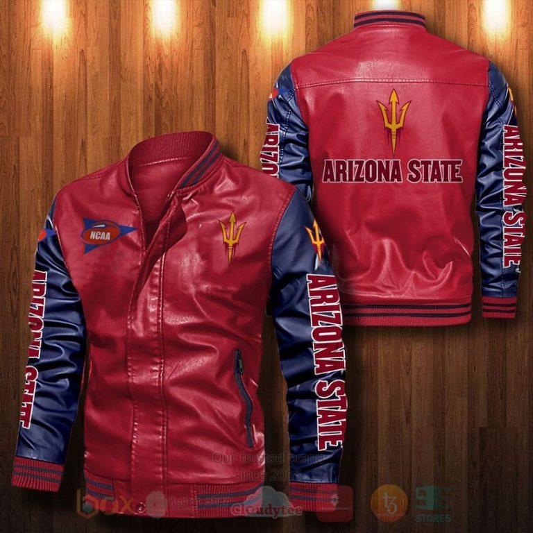 NCAA Arizona State Sun Devils Leather Bomber Jacket 1 2 3 4